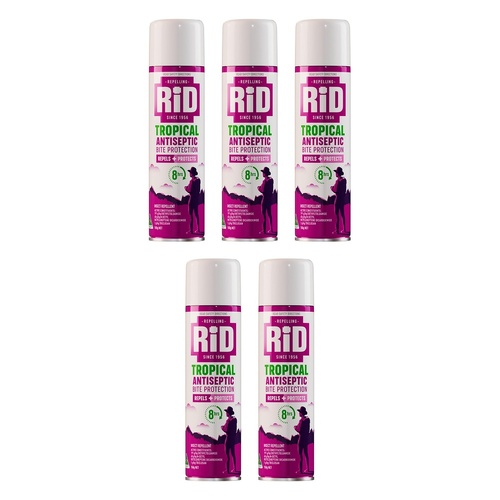 RID Tropical Antiseptic Bite Protection Aerosol 150g Pack of 5