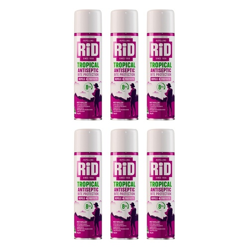 RID Tropical Antiseptic Bite Protection Aerosol 150g Pack of 6