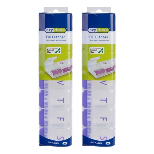 Ezy Dose Push Button Pill Reminder 7 Day XL Pack of 2