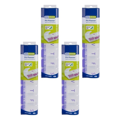 Ezy Dose Push Button Pill Reminder 7 Day XL Pack of 4