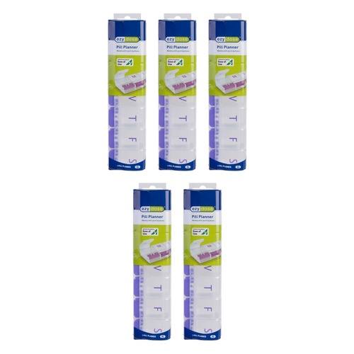 Ezy Dose Push Button Pill Reminder 7 Day XL Pack of 5