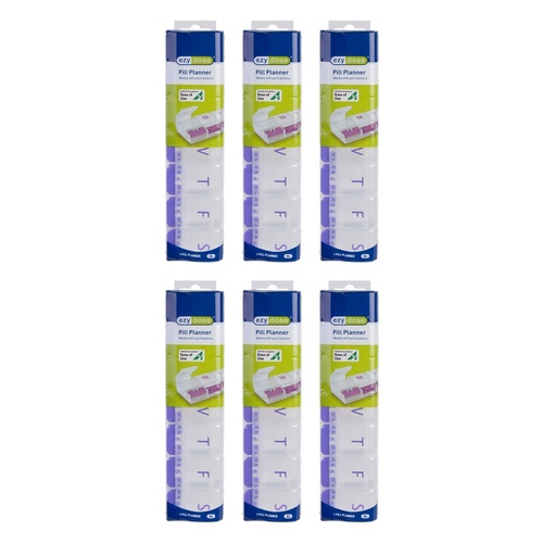 Ezy Dose Push Button Pill Reminder 7 Day XL Pack of 6