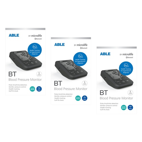 Able Bluetooth Blood Pressure Monitor Pack of 3