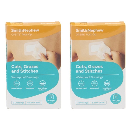Opsite Post-Op Waterproof Dressing 6.5cm x 5cm 2 Pack Bundle of 2