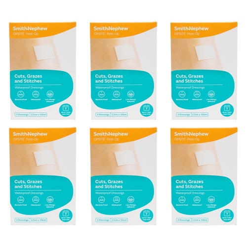 Opsite Post-Op Waterproof Dressing 12cm x 10cm 3 Pack Bundle of 6