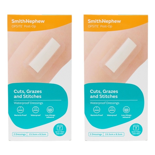 Opsite Post-Op Waterproof Dressing 15.5cm x 8.5cm 2 Pack Bundle of 2