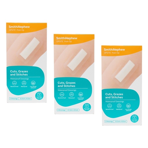 Opsite Post-Op Waterproof Dressing 15.5cm x 8.5cm 2 Pack Bundle of 3