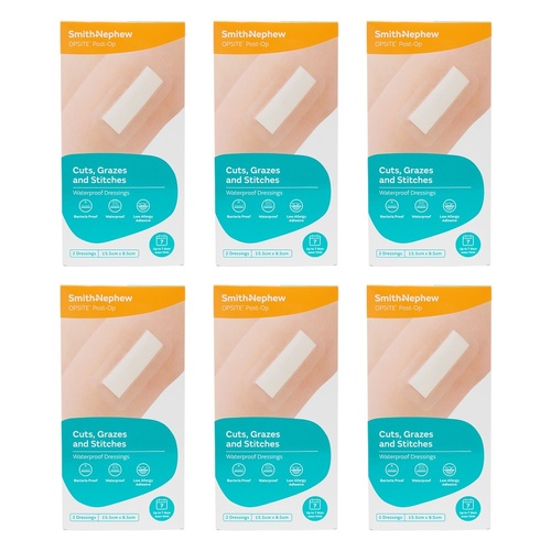 Opsite Post-Op Waterproof Dressing 15.5cm x 8.5cm 2 Pack Bundle of 6