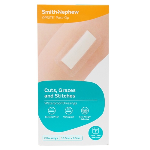 Opsite Post-Op Waterproof Dressing 15.5cm x 8.5cm 2 Pack