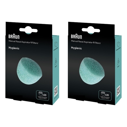 Braun Manual Nasal Aspirator Filters, Pack of 20 x 6 Bundle of 2