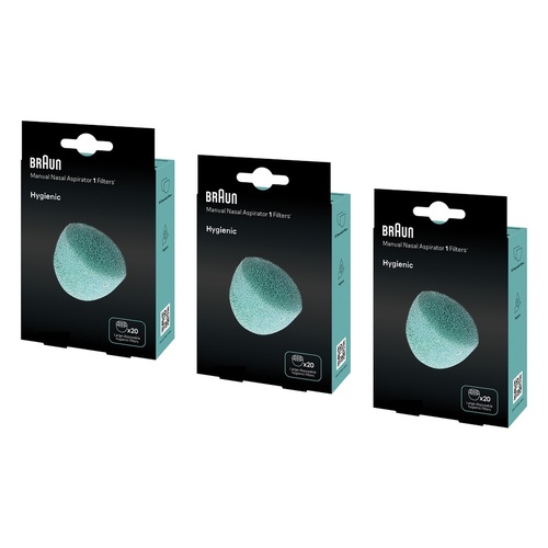 Braun Manual Nasal Aspirator Filters, Pack of 20 x 6 Bundle of 3