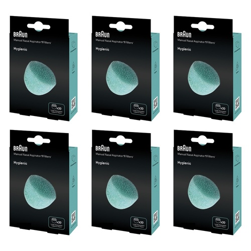 Braun Manual Nasal Aspirator Filters, Pack of 20 x 6 Bundle of 6