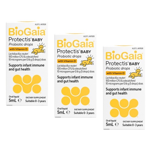 BioGaia Protectis Baby Probiotic Drops with Vitamin D 5mL Pack of 3