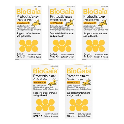 BioGaia Protectis Baby Probiotic Drops with Vitamin D 5mL Pack of 5