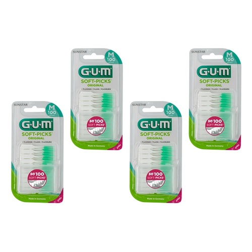 G.U.M Soft Picks Regular Fluoride 100 Pack x 6 Bundle of 4
