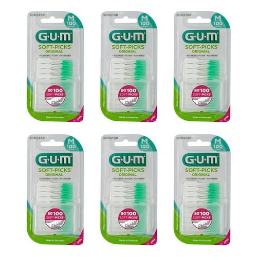 G.U.M Soft Picks Regular Fluoride 100 Pack x 6 Bundle of 6
