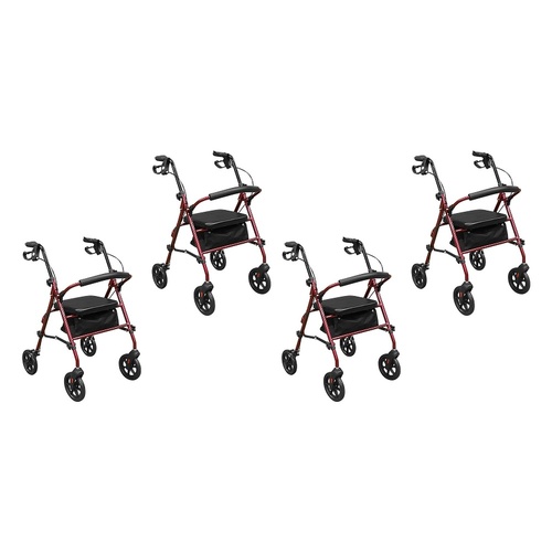 Making Life Easy Rollator 8 Height Adjustable Burgundy Pack of 4