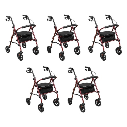 Making Life Easy Rollator 8 Height Adjustable Burgundy Pack of 5