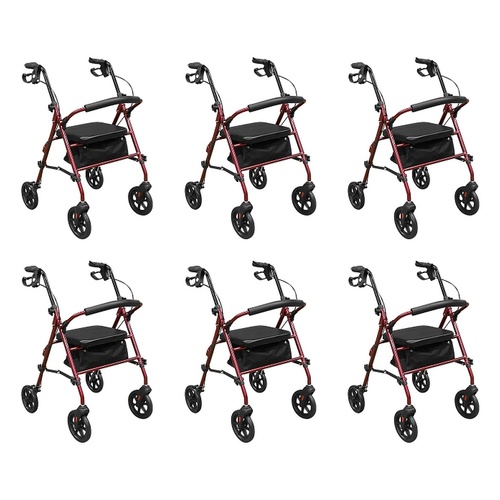 Making Life Easy Rollator 8 Height Adjustable Burgundy Pack of 6
