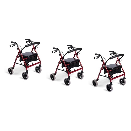 Making Life Easy Rollator 8 Fixed Frame Burgundy Pack of 3