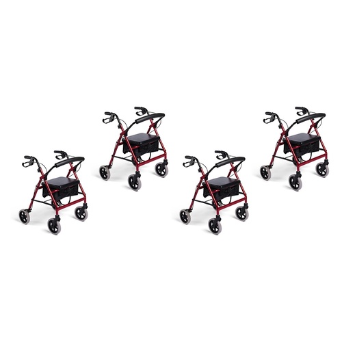 Making Life Easy Rollator 8 Fixed Frame Burgundy Pack of 4