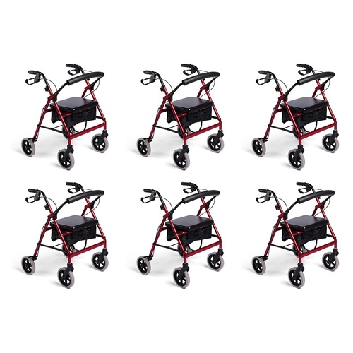 Making Life Easy Rollator 8 Fixed Frame Burgundy Pack of 6