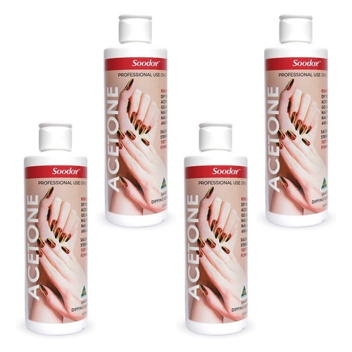 Soodox Nail Polish Remover Acetone 250mL Pack of 4
