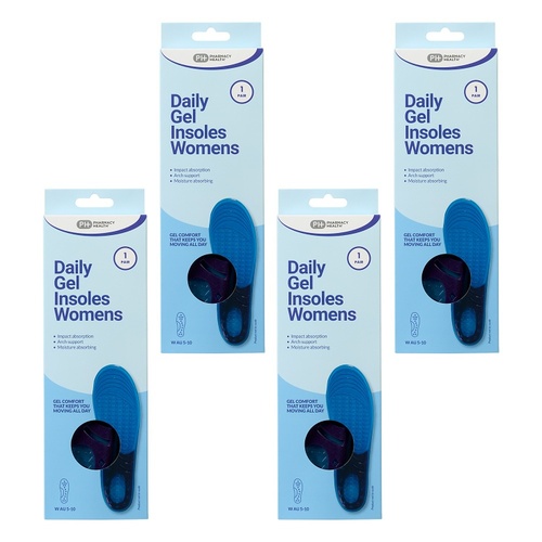 Pharmacy Health Daily Gel Insoles Womens x 4 Bundle of 4