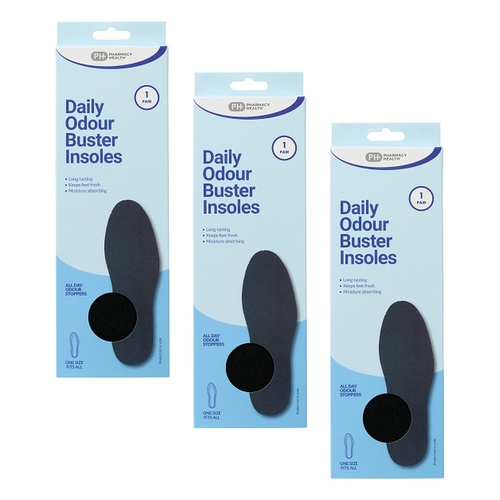Pharmacy Health Daily Odour Buster Insoles x 6 Bundle of 3