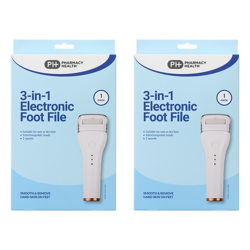 Pharmacy Health 3-in-1 Electronic Foot File Pack of 2