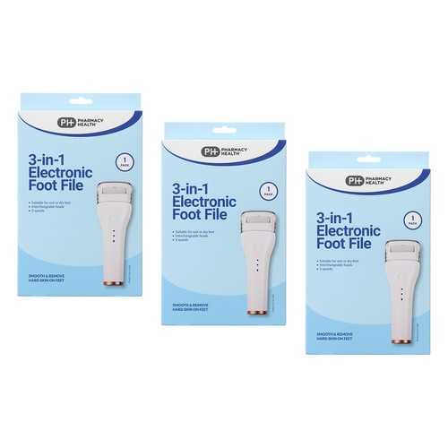 Pharmacy Health 3-in-1 Electronic Foot File Pack of 3