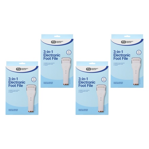 Pharmacy Health 3-in-1 Electronic Foot File Pack of 4