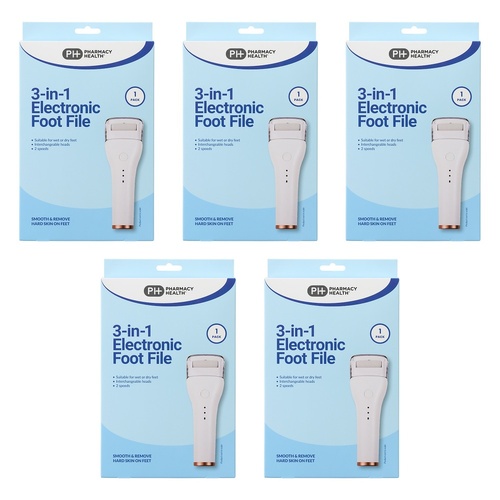 Pharmacy Health 3-in-1 Electronic Foot File Pack of 5