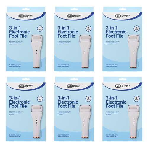 Pharmacy Health 3-in-1 Electronic Foot File Pack of 6