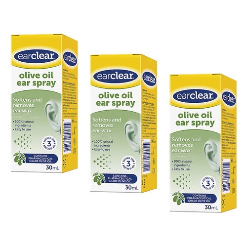Ear Clear Olive Oil Ear Spray 30mL Pack of 3