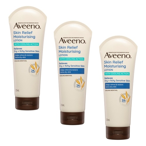Aveeno Skin Relief Moisturising Body Lotion with Cooling Action 225mL Pack of 3