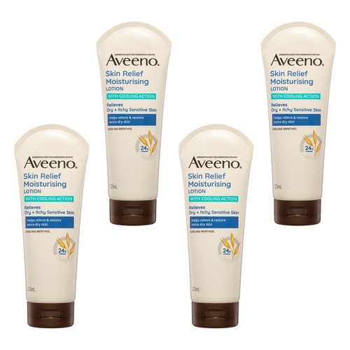 Aveeno Skin Relief Moisturising Body Lotion with Cooling Action 225mL Pack of 4