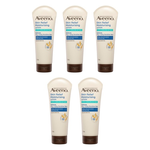 Aveeno Skin Relief Moisturising Body Lotion with Cooling Action 225mL Pack of 5