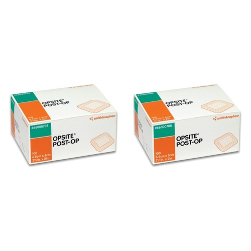 Opsite Post-Operative Waterproof Dressing 6.5cm x 5cm 100 Pack Bundle of 2