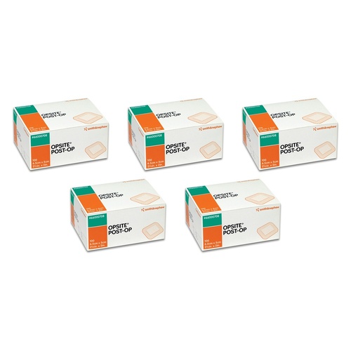 Opsite Post-Operative Waterproof Dressing 6.5cm x 5cm 100 Pack Bundle of 5