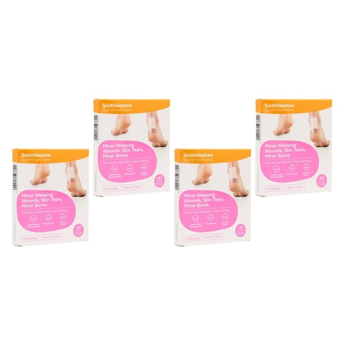 Allevyn Gentle Border Soft Silicone Absorbent Foam Dressing 7.5cm x Bundle of 4