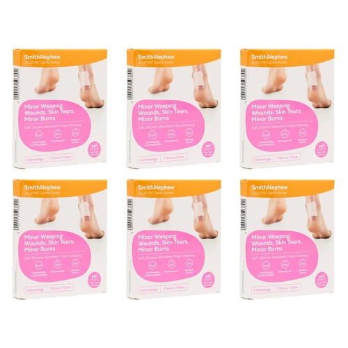 Allevyn Gentle Border Soft Silicone Absorbent Foam Dressing 7.5cm x Bundle of 6