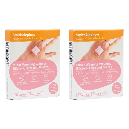 Allevyn Gentle Border Soft Silicone Absorbent Foam Dressing 5cm x Bundle of 2