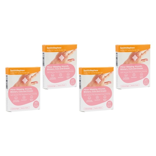 Allevyn Gentle Border Soft Silicone Absorbent Foam Dressing 5cm x Bundle of 4