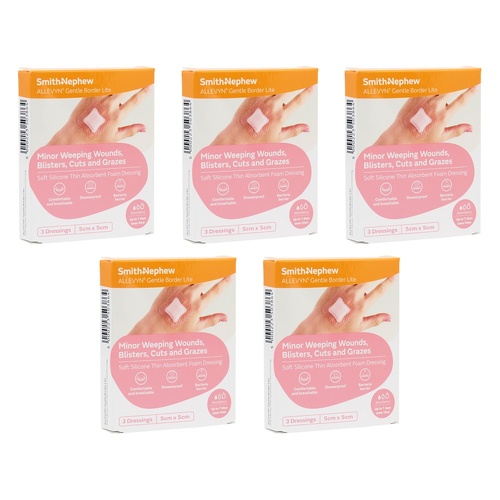 Allevyn Gentle Border Soft Silicone Absorbent Foam Dressing 5cm x Bundle of 5