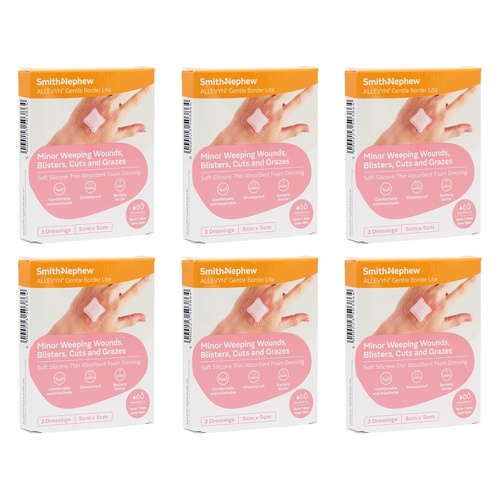 Allevyn Gentle Border Soft Silicone Absorbent Foam Dressing 5cm x Bundle of 6