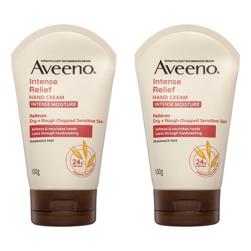 Aveeno Intense Relief Hand Cream 24hr Hydration 100g x 3 Bundle of 2
