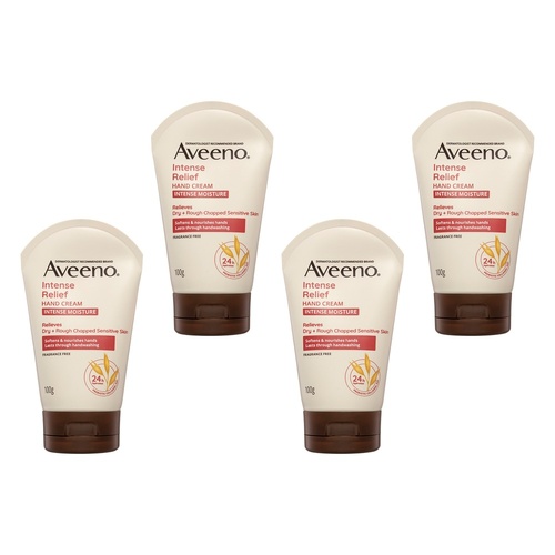 Aveeno Intense Relief Hand Cream 24hr Hydration 100g x 3 Bundle of 4