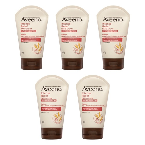 Aveeno Intense Relief Hand Cream 24hr Hydration 100g x 3 Bundle of 5