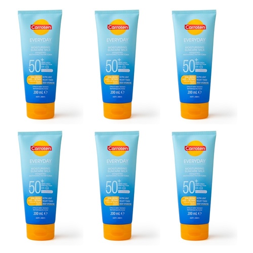 Carroten Everyday SPF50+ Moisturising Suncare Milk 200mL Pack of 6